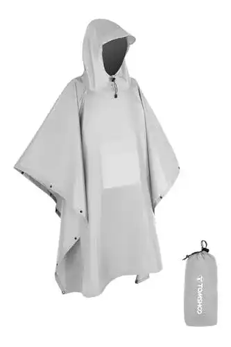 Regenponcho von Tomshoo mit Kapuze und wasserdichter Funktionalität