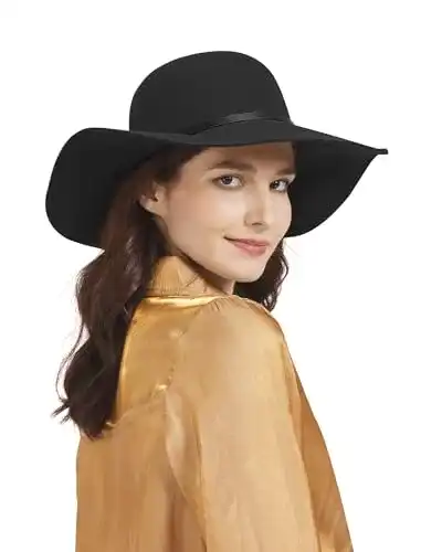 Hut für Damen von Zylioo Großer Filz-Bowler Schlapp und Fedora