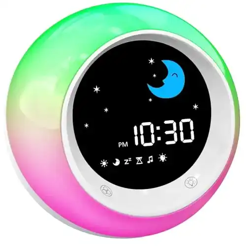 Digitaler Kinderwecker Fivehome mit Schlaftrainer und Nachtlichtern
