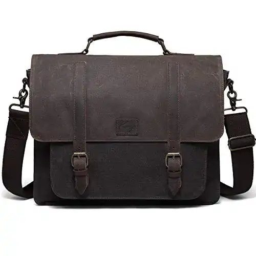 Laptoptasche Kasgo Umhängetasche für Herren, wasserabweisend und gewachst