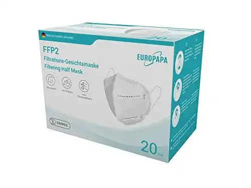 FFP2-Masken von Europapa – 20 Stück in Weiß mit 5-Lagen Filter