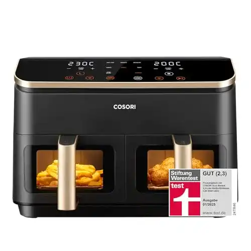 Heißluftfritteuse Cosori für 4 Personen mit 2 Kammern