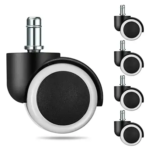 Bürostuhlrollen für Hartböden, 5er Set 11mm x 22mm, leise und kratzfrei