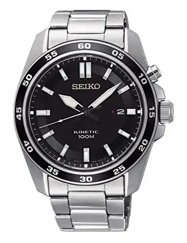 Seiko Herren Kinetik Automatik-Uhr Edelstahl mit Edelstahlband