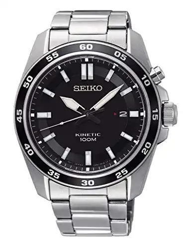 Seiko Herren Kinetik Automatik-Uhr Edelstahl mit Edelstahlband