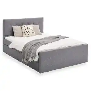 Stauraumbett 140×200 Homestyle4U Polsterbett mit Bettkasten und Lattenrost