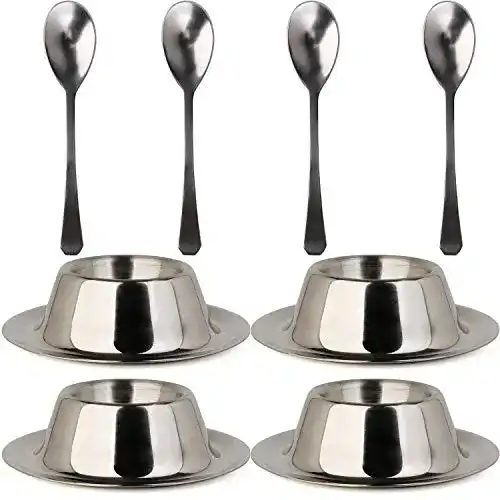 Eierbecher Set aus Edelstahl mit Löffeln für stilvolles Frühstück