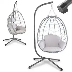 Hängesessel Rattan Juskys Aria mit Gestell für Terrasse und Garten