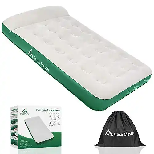 Brace Master Luftmatratze für Camping, Einzelbett mit Kissen