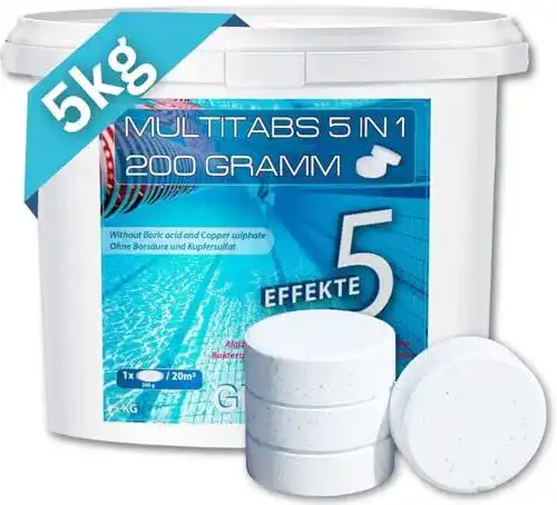 Chlortabletten für Pools – GlobaClean Multitabs 5 in 1, 200g