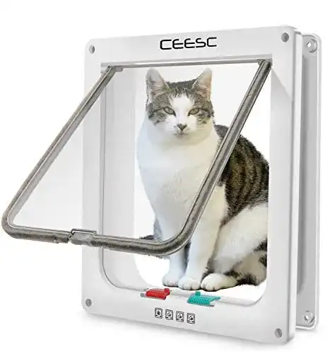 Katzenklappe CEESC groß mit 4-Wege-Schalter und wetterbeständigem Material