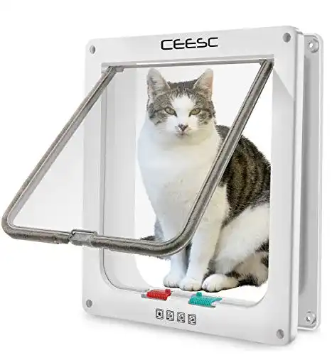Katzenklappe CEESC groß mit 4-Wege-Schalter und wetterbeständigem Material