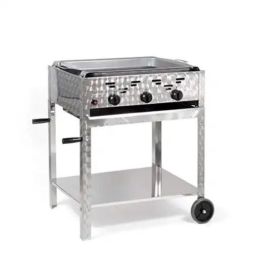 Gasbräter mit 11 kW und 3-flammigem Edelstahl-Brenner, fahrbar