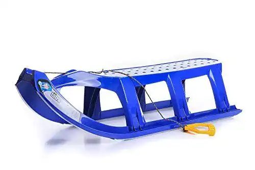 Plastikschlitten für Kinder mit Metallkufen und Zugseil