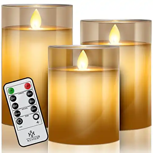 LED Kerzen Kesser 3er Set flammenlos mit Fernbedienung