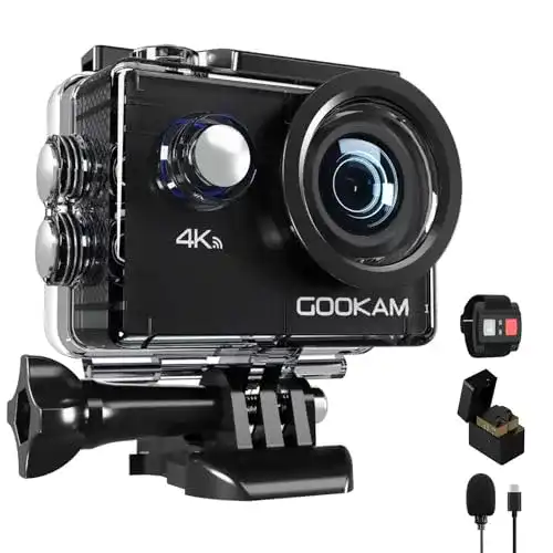 Gookam Unterwasserkamera Action Cam 4K 20MP 40M wasserdicht mit WiFi