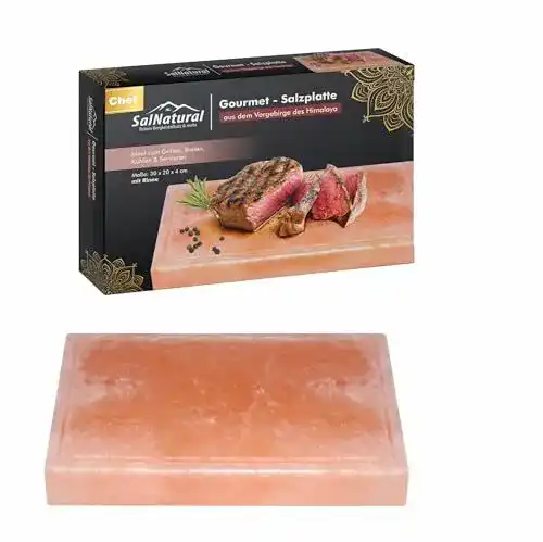 Salzstein Grill von Salnatural – Reines Bergkristallsalz für BBQ