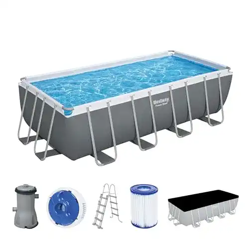 Rechteckiger Aufstellpool Bestway Power Steel Frame Pool Komplett-Set