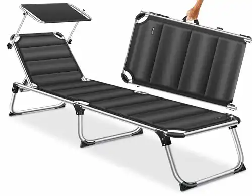 Aluminium Sonnenliege mit Dach und verstellbarer Rückenlehne