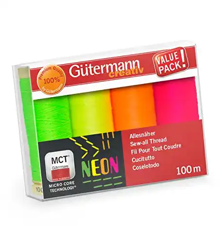 Gütermann creativ Nähfaden-Set Neon mit 4 Spulen 100 m