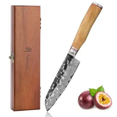 Wakoli Olive HS Damastmesser kleines Santoku 13 cm Klingenlänge