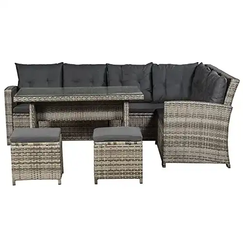 Polyrattan Gartenmöbel-Set Santa Catalina in Beige-Grau