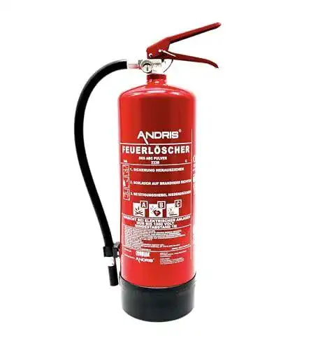 Feuerlöscher 6 kg Andris ABC Pulver mit Halterung und Prüfnachweis