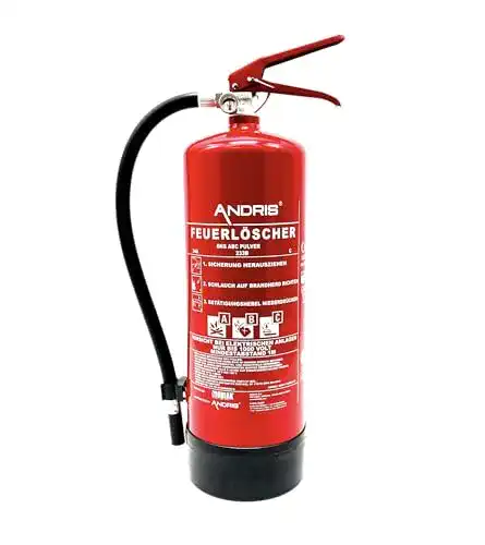 Feuerlöscher 6 kg Andris ABC Pulver mit Halterung und Prüfnachweis