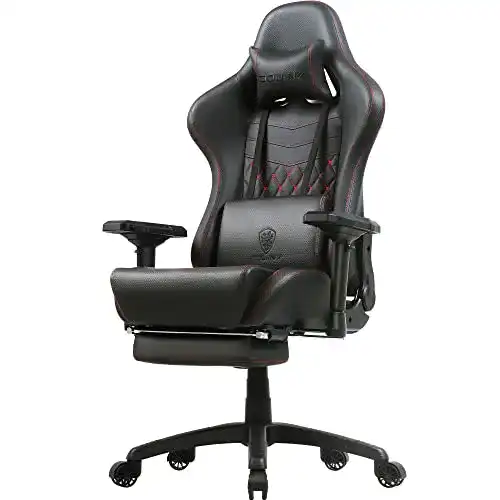 Gaming-Stuhl mit Fußstütze und ergonomischem Design von Dowinx