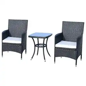 Rattanmöbel Outsunny Gartenmöbel Set mit Beistelltisch und Kissen
