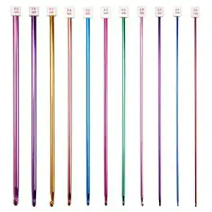 Häkelhaken Set aus Aluminium, Tunesische Häkelnadel von Hqdeal, Multicolor