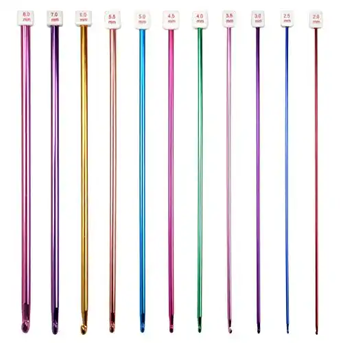 Häkelhaken Set aus Aluminium, Tunesische Häkelnadel von Hqdeal, Multicolor