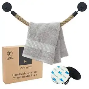Toilettenpapierhalter und Handtuchhalter aus Jute mit Seil