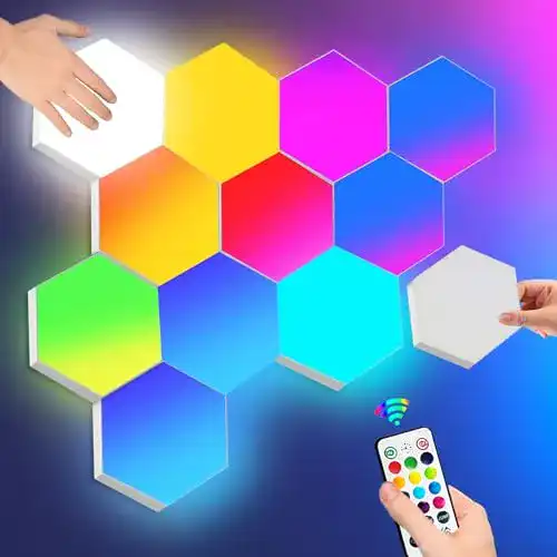 Sechseck-Wandleuchte Amailtom Hexagon LED Panel mit Fernbedienung
