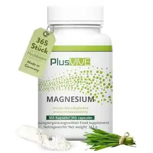 Magnesium Kapseln Plusvive – Hochdosierte Magnesium 365 Kapseln