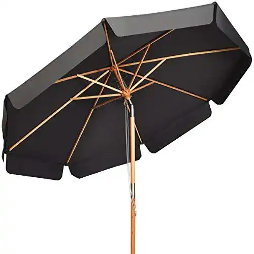 Sonnenschirm aus Holz 300 cm mit UV-Schutz und neigbarem Design