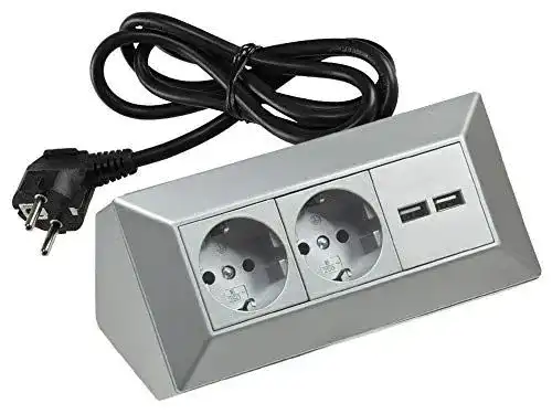 Ecksteckdose ChiliTec mit 2 Steckdosen und 2 USB-Anschlüssen