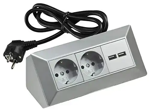 Ecksteckdose ChiliTec mit 2 Steckdosen und 2 USB-Anschlüssen