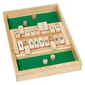 Shut the Box Goki 56897 Doppelspiel aus Holz mit 2 Spielfeldern