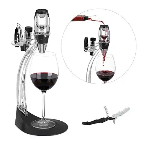 Weinbelüfter Set mit Ständer und Einschenkhilfe von Relaxdays