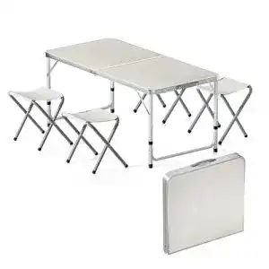 Campingtisch-Set Wiltec 5-teilig mit höhenverstellbarem Tisch und 4 Stühlen