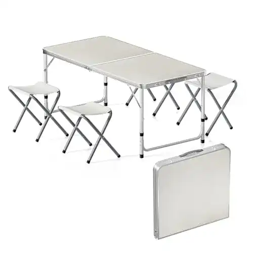 Campingtisch-Set Wiltec 5-teilig mit höhenverstellbarem Tisch und 4 Stühlen