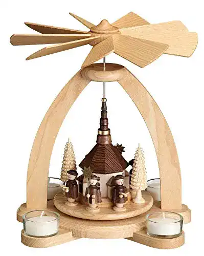 Weihnachtspyramide von Volkskunstwerkstatt Unger – Tischpyramide mit Seiffener Kirche