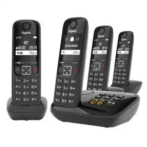 Gigaset AS690A Quattro Schnurloses Telefon 4er-Set mit Anrufbeantworter