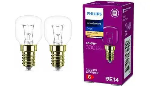 Backofenlampe Philips E14 40W Tropfenform 29mm Durchmesser, 2 Stück