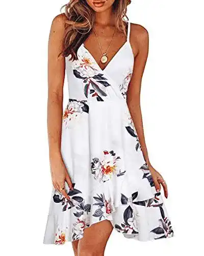 Sommerkleid für Damen mit Blumenmuster und V-Ausschnitt