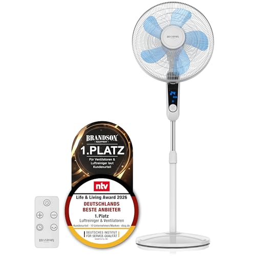 Brandson Standventilator DC Silent mit Fernbedienung und LED Display