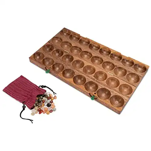 Kalaha Logoplay Hus Bao Mancala Steinspiel aus Samena-Holz