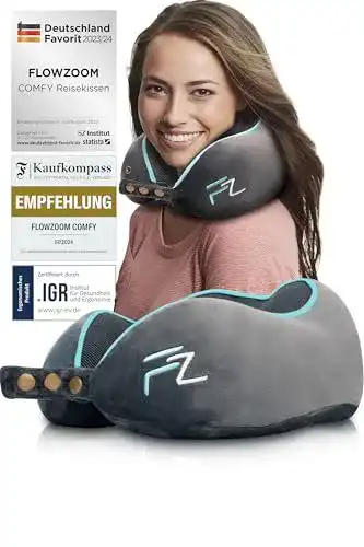 Nackenstütze Flowzoom Comfy Nackenkissen für Reisen in Flugzeug und Auto
