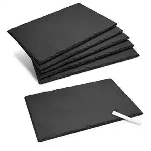 Navaris Schieferplatte 6-teiliges Platzset mit Kreide für Servierplatten